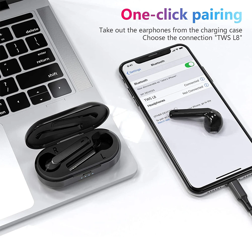 Bluetooth наушники гарнитура для общей музыки телефонные L8 5 0 TWS вкладыши