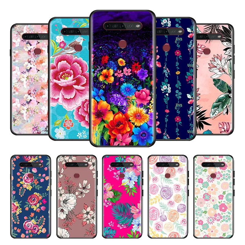 Очень красивое платье с цветами для LG G8 V30 V35 V40 V50 V60 Q60 K40S K50S K41S K51S K61 K71 K22 ThinQ 5G ТПУ