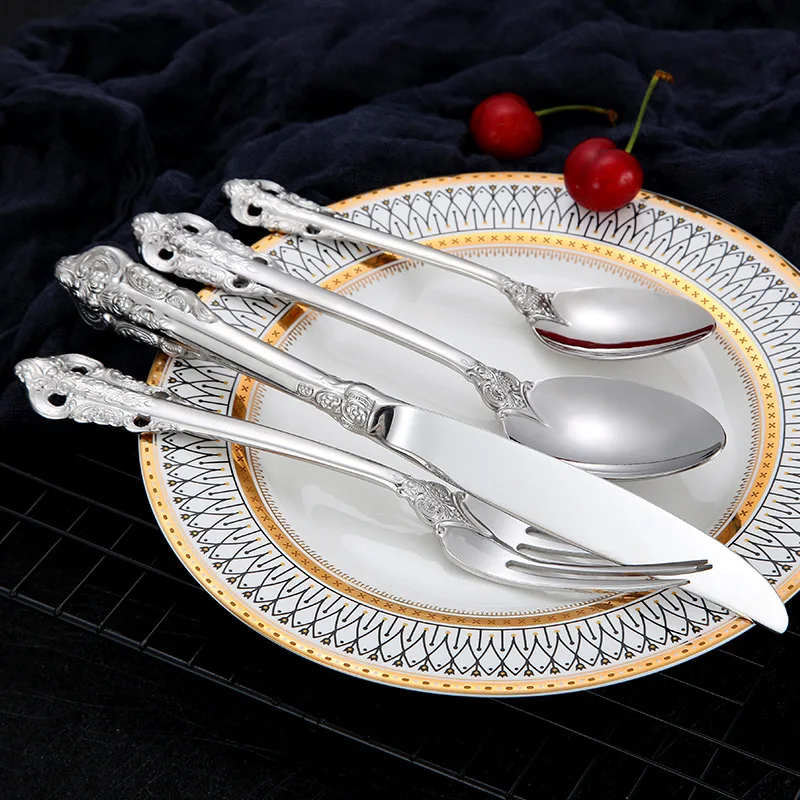 Дворец Western острый Ножи вилок и ложек 304 Нержавеющая сталь западные столовые