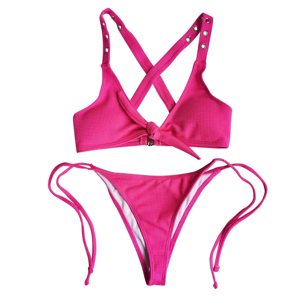 

Bikini Mujer 2020 Women Swimming Suit Push-Up Pad Bra Bikini Set Lace-up Swimsuit Brazilian Swimwear Beach Wear maillot de bain