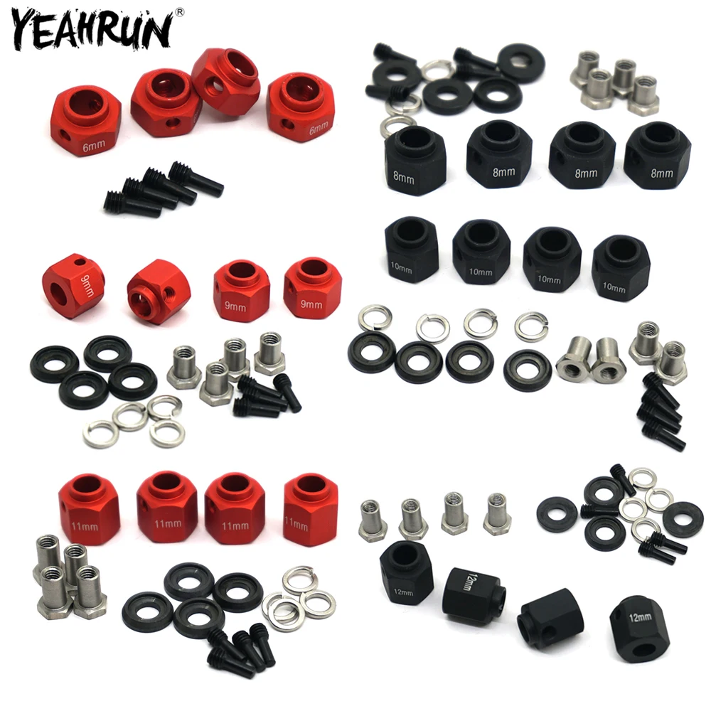 

YEAHRUN 4 шт., алюминиевый адаптер привода для шестигранного колеса 12 мм, 6/8/9/10/11/12 мм