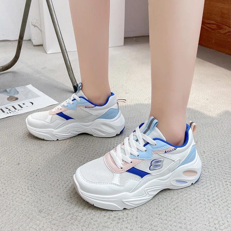 

2021 spring and Autumn New Korean style thick soled running shoes female fashion dad shoes student mesh breathable sports shoes