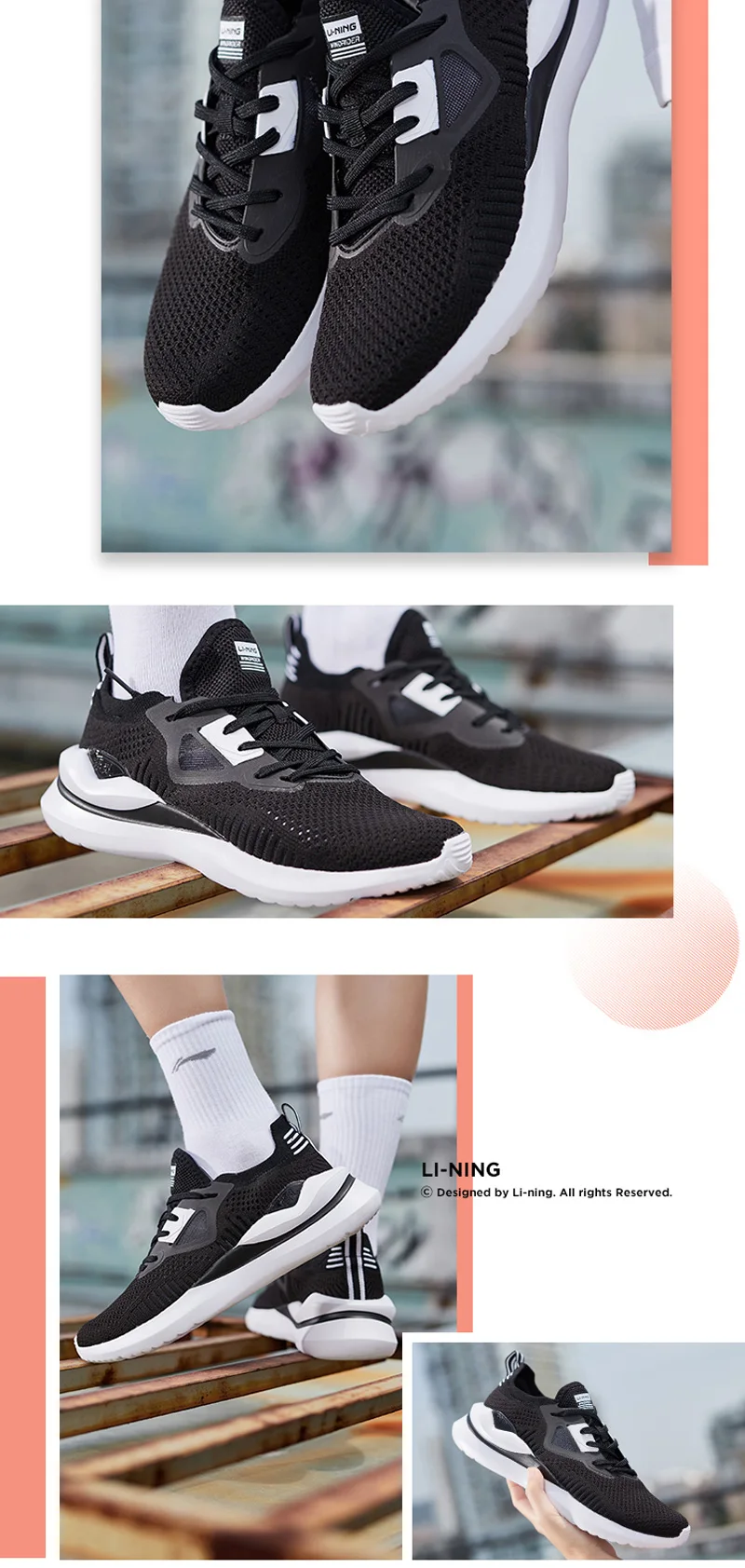 Li-Ning/Женская обувь для активного отдыха; дышащая спортивная обувь с подкладкой из моно-пряжи; кроссовки; AGLP018 YXB299