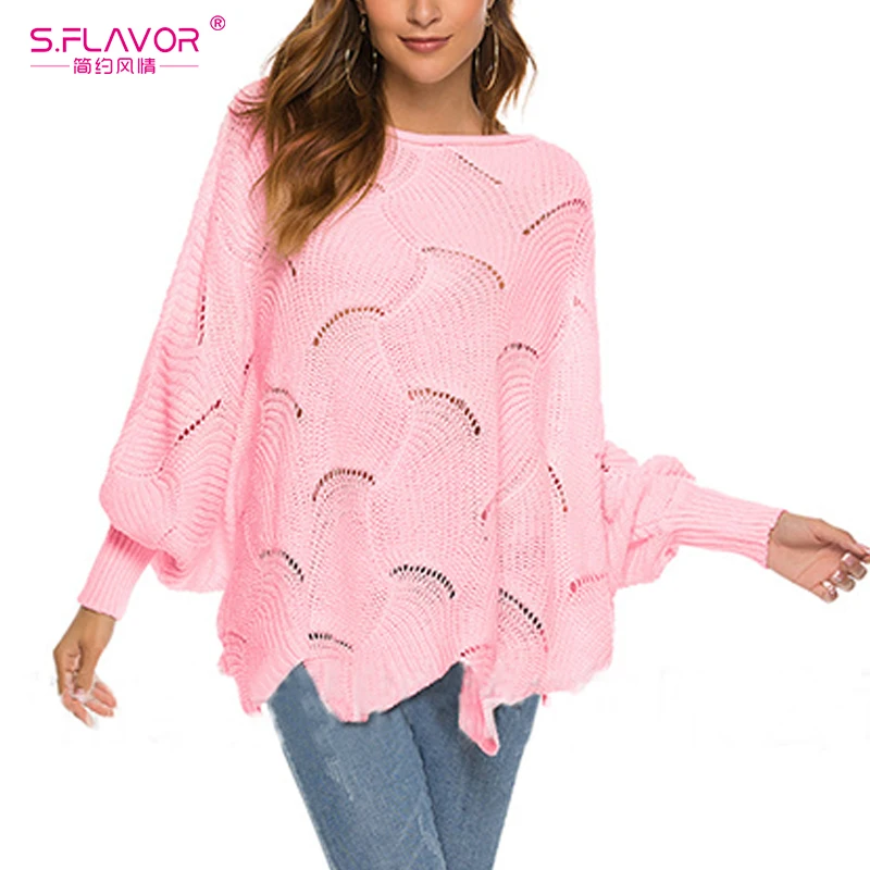 S. FLAVOR открытый уличный свитер весна 2020 фиолетовый цвет Свободный вязаный пуловер