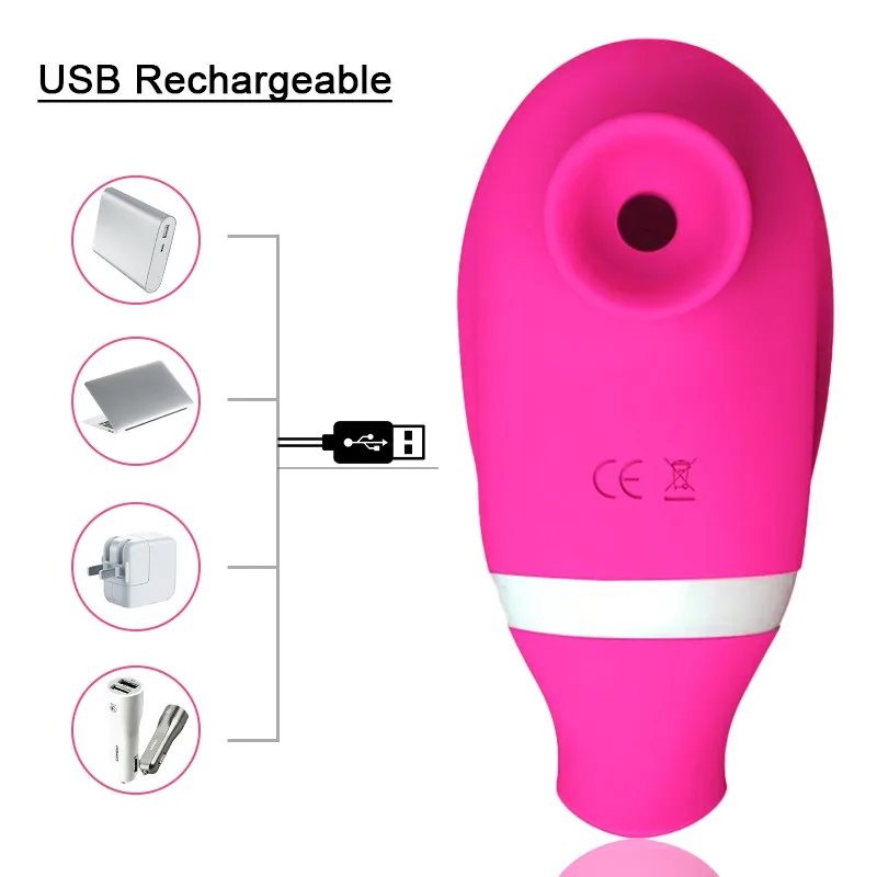 Всасывающий Вибратор на присоске для клитора языка лижущего стимулятора соска