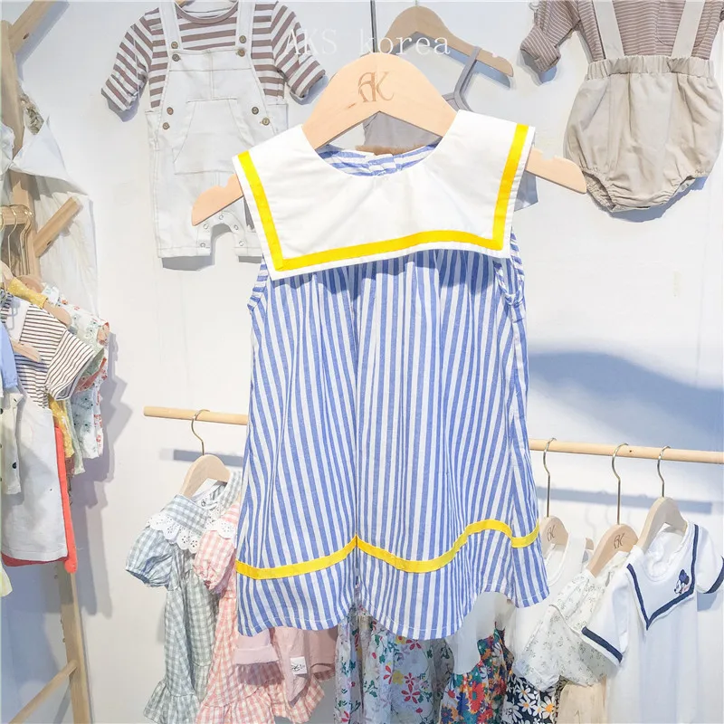 Kids Dresses for Girls Summer New Treasure Dress Boys Shirt College Wind Stripe Sister | Детская одежда и обувь