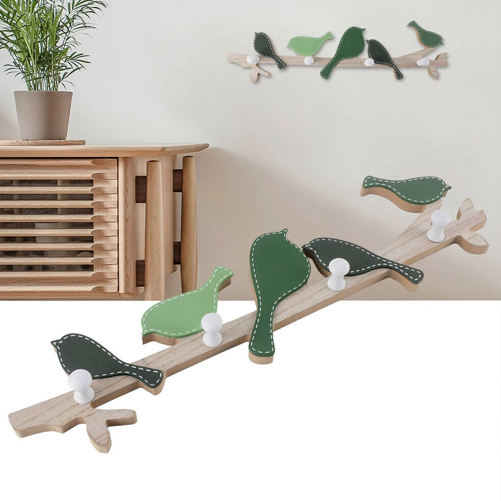 Винтажный Простой настенный крючок для гостиной деревянные вешалки птиц