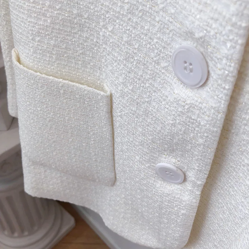 Новый Повседневный осенний однобортный Блейзер белая женская верхняя одежда