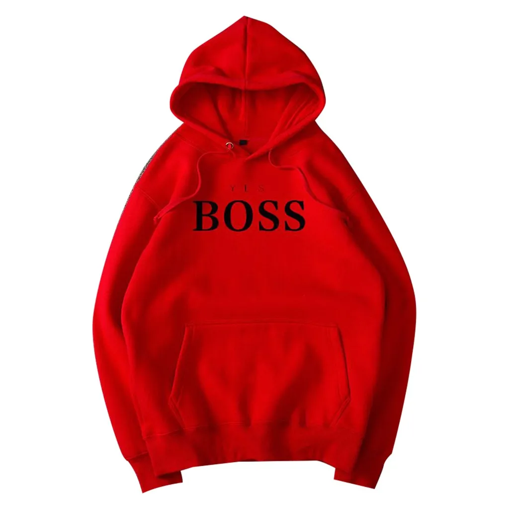 Женская Осенняя Толстовка YES с надписью BOSS с капюшоном с длинным рукавом безразмерная Толстовка Пуловер Swatshirt Женская толстовка с карманом Топы