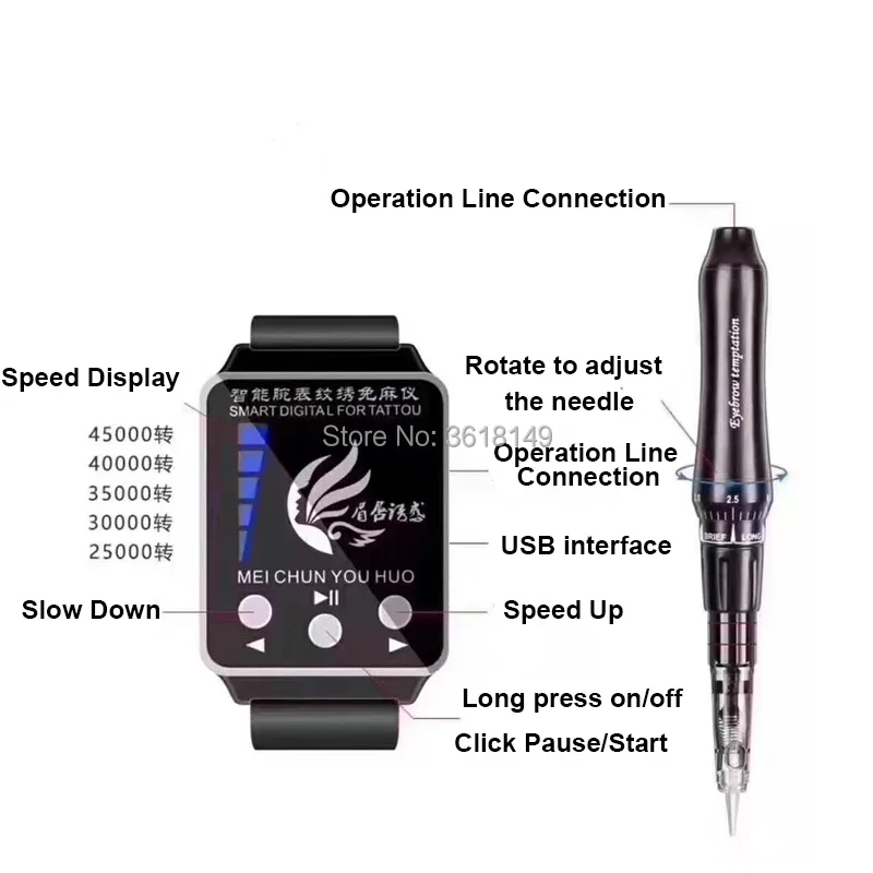 Digital Linen-free Tattoo Machine for Eyebrow Lip Smart Watch Embroridery Pen Anesthesia-free Needle Microblading | Красота и