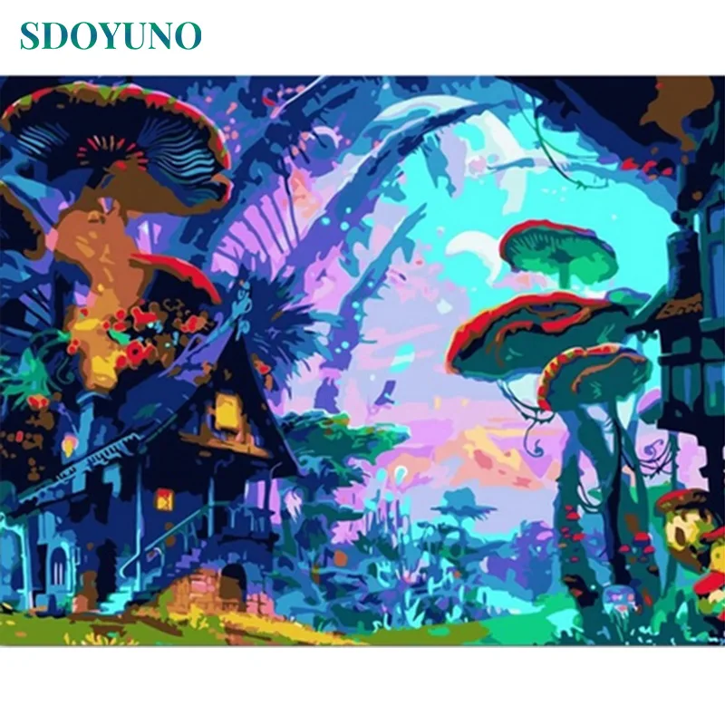 SDOYUNO 60x75cm Painting By Numbers DIY Digital Painting Frameless Fantasy forest Drawing by numbers On Canvas Home Decor gaystory diy painting by numbers kit frameless abstract street picture drawing coloring on canvas home decor