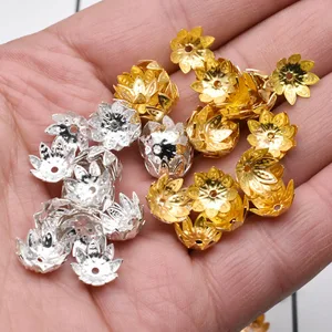 Yanqi 200 шт.лот 8 мм 10 мм посеребренные позолоченные бусины-разделители с лепестками цветов для изготовления украшений своими руками