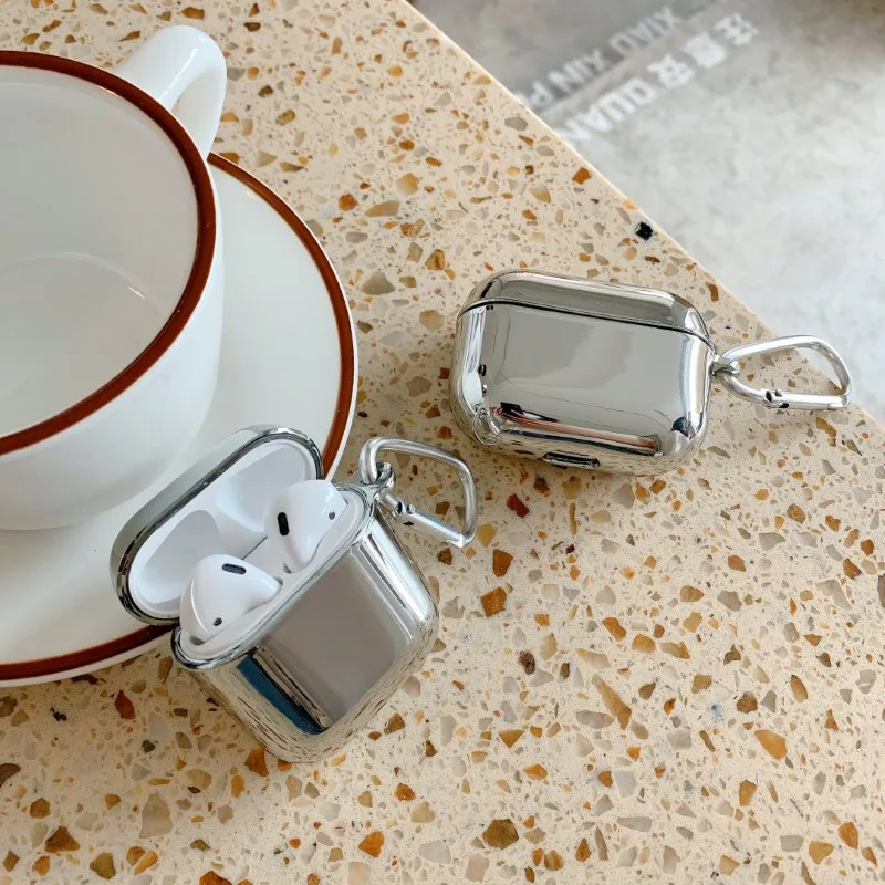 Чехол для наушников с гальваническим покрытием Airpods 1 2 3 простой защитный чехол