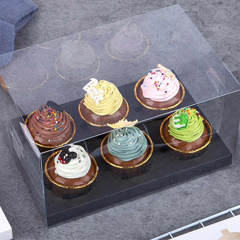 

Cupcake Box DIY Handmade Cake Decoration Transparent With Paper Bottom Baby Show Wedding Food Package Supplies