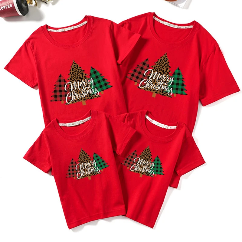 Christmas Family T-shirt Women Men Baby Look Father Mother Son Daughter Clothes Matching Outfits | Мать и ребенок
