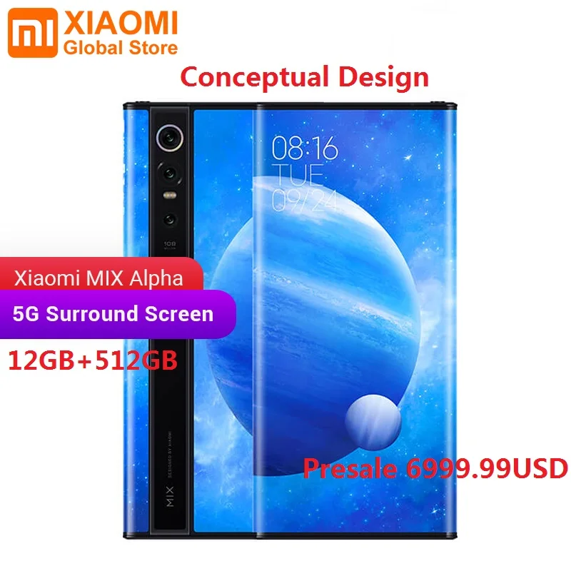 Оригинальная камера Xiaomi MIX Alpha 12 ГБ 512 Snapdragon 855Plus 7 92 дюйма 1080P OLED 4050 МП флагманская