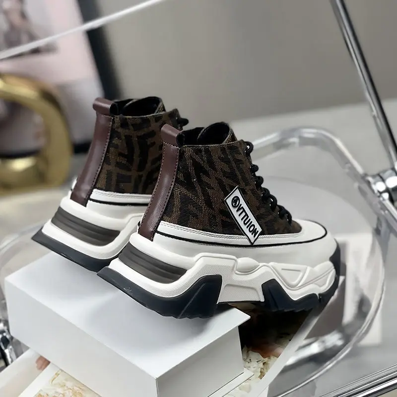 

European Station Popular High-Top Canvas Shoes Women's 2021 Autumn New British Style Sneakers INS Platform Dad Shoes