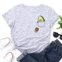 graphic tees for women cotton short sleeve tee woman t shirts female shirt tops summer casual clothes cute fruit pocket avocado