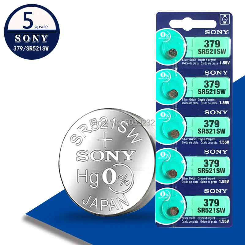 Аккумулятор для часов Sony Watch 1 55 в 379 SR521SW D379 V379 AG0 5 шт.|Часовые батарейки| |