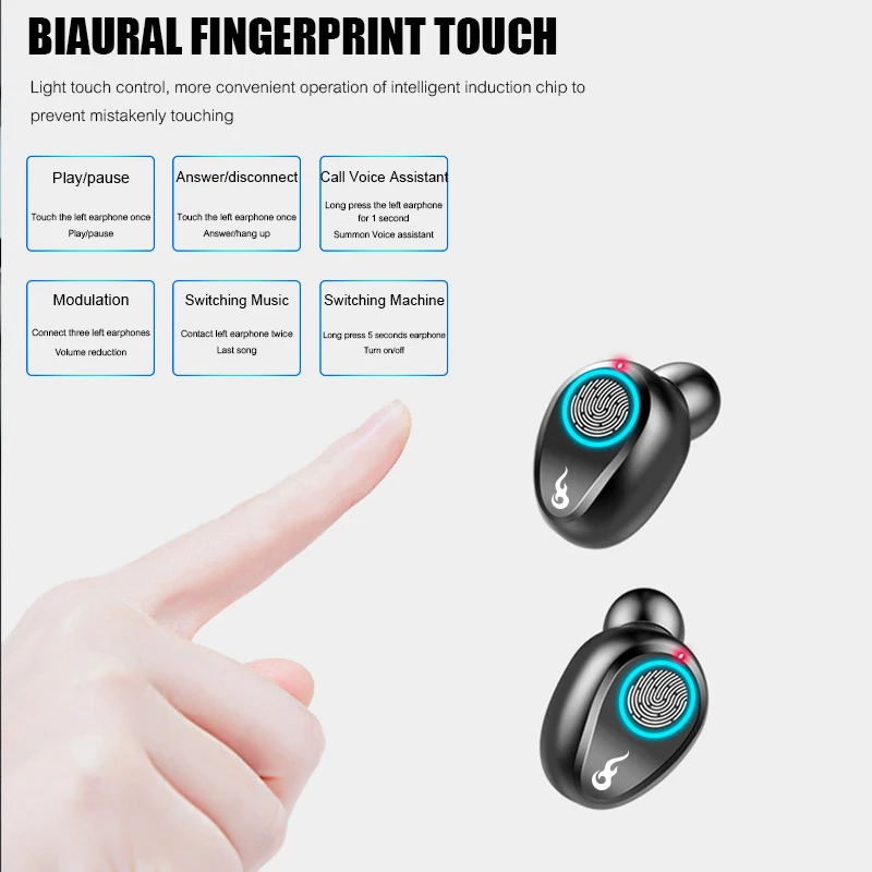 Настоящие Беспроводные Bluetooth 5,0 наушники TWS IPX5 беспроводные наушники водонепроницаемые сенсорные Bluetooth спортивные наушники внешний аккумулятор 1500 мАч