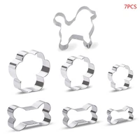 stainless steel pet dog bone paw cookie cutter mold diy fondant sugarcraft pastry biscuit 3d baking mould set