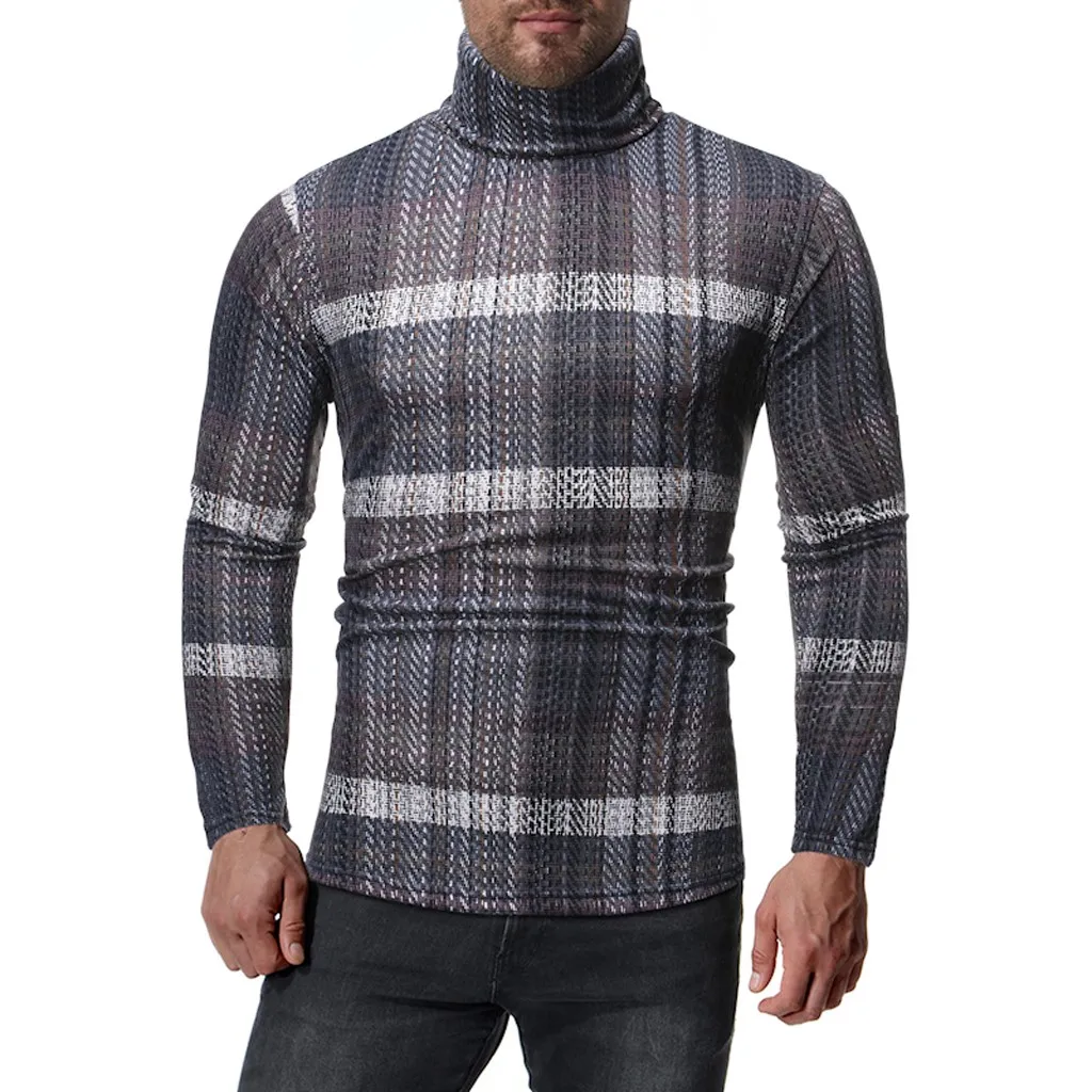 Новый Топ модная мужская блузка Осень зима пуловер в полоску вязаный свитер с