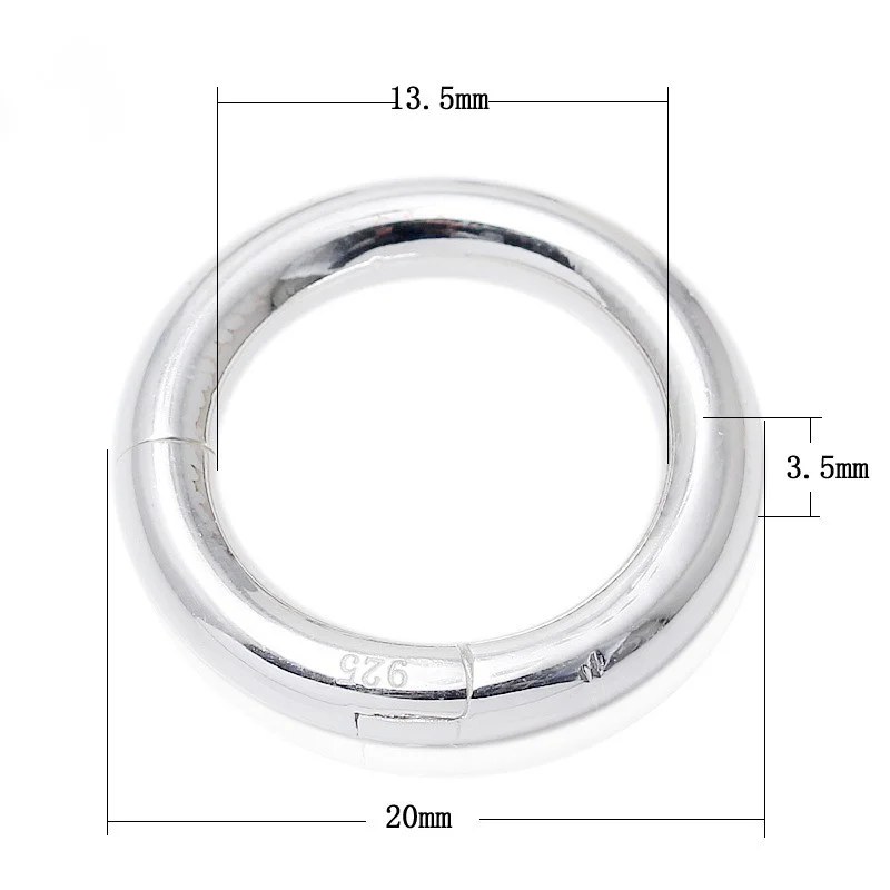 4 размера Гладкий Круглый замок из настоящего серебра 925 пробы застежки для