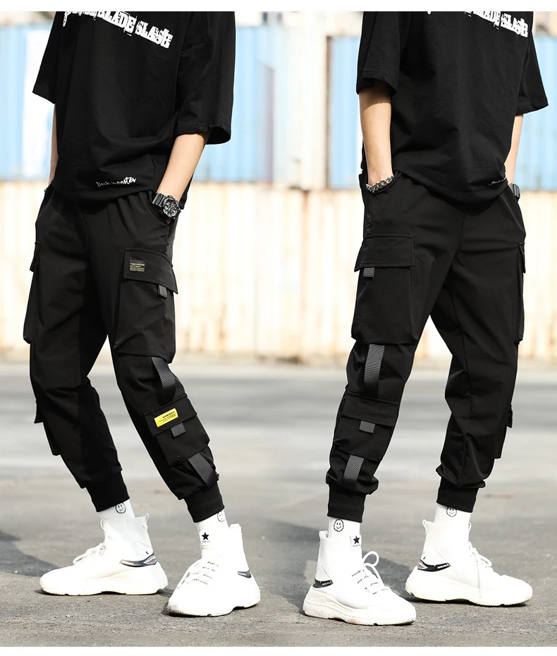 New Streetwear Men's Multi Pockets Cargo Harem Pants Hip Hop Casual Male Track Pants Joggers Trousers Fashion Harajuku Men Pants aladdin trousers