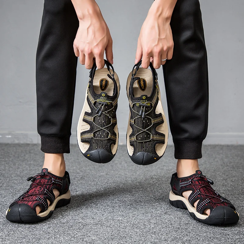 

CYYTL New Men Soft Sandals Retro Summer Shoes Roman Style Leather Sandals Men Comfortable Outdoor Beach Sandals Hiking Shoes