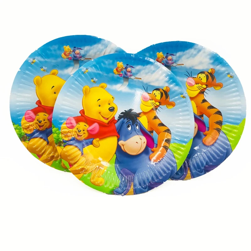 10 детских тарелок с изображением Винни медведя одноразовая посуда