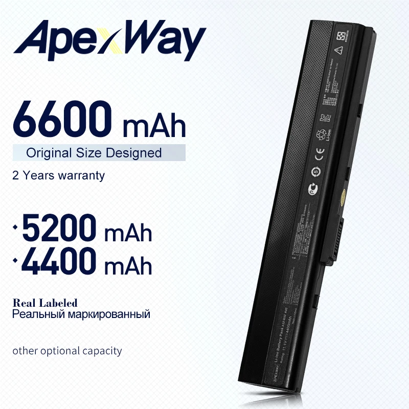 Аккумулятор ApexWay для ASUS аккумулятор A52F A52J A52JB A52JK A52JR K42 K42JB K42JK K42JR K42JV K52 K52J K52JB K52JC