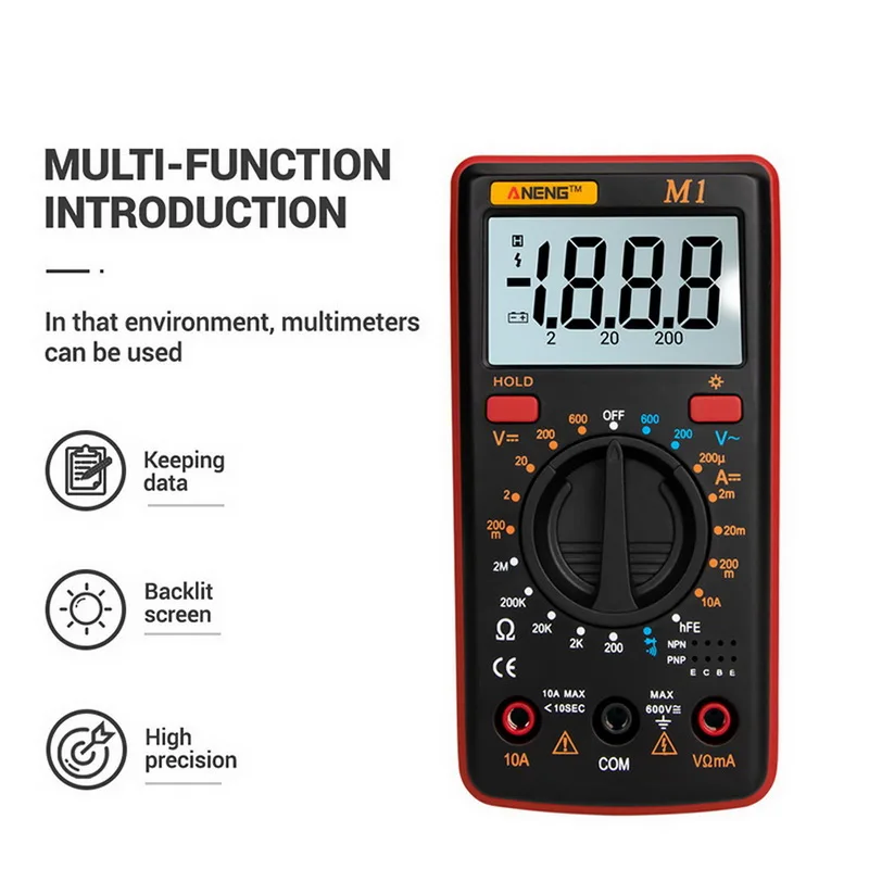 Digital Multimeter M1 A830L Portable Multimeters Handheld Tester Intelligent Multimetro With Test Lead Large Lcd Display | Инструменты