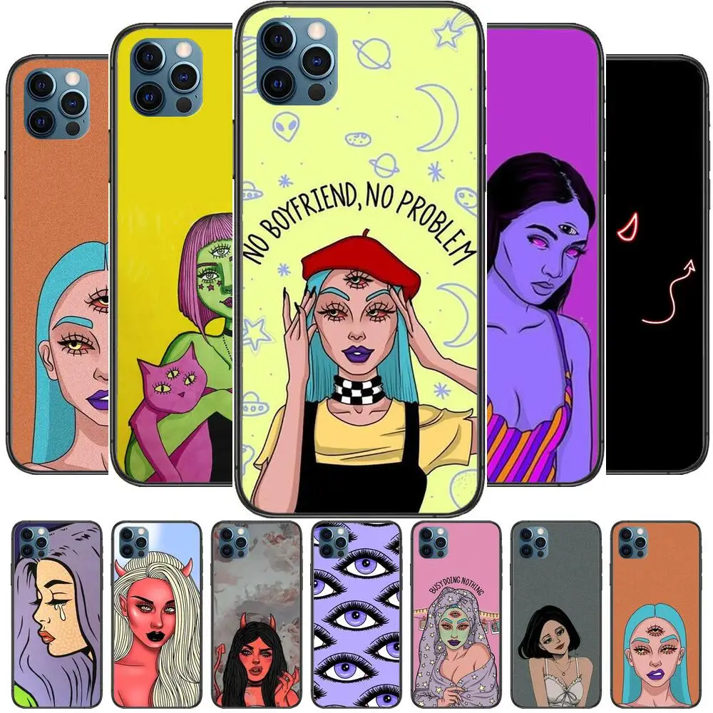 

Devil bad girl with smoking eyes For phone case iphone 11 cases for women iphone 11 pro max cases for girls 12 iphone case phon