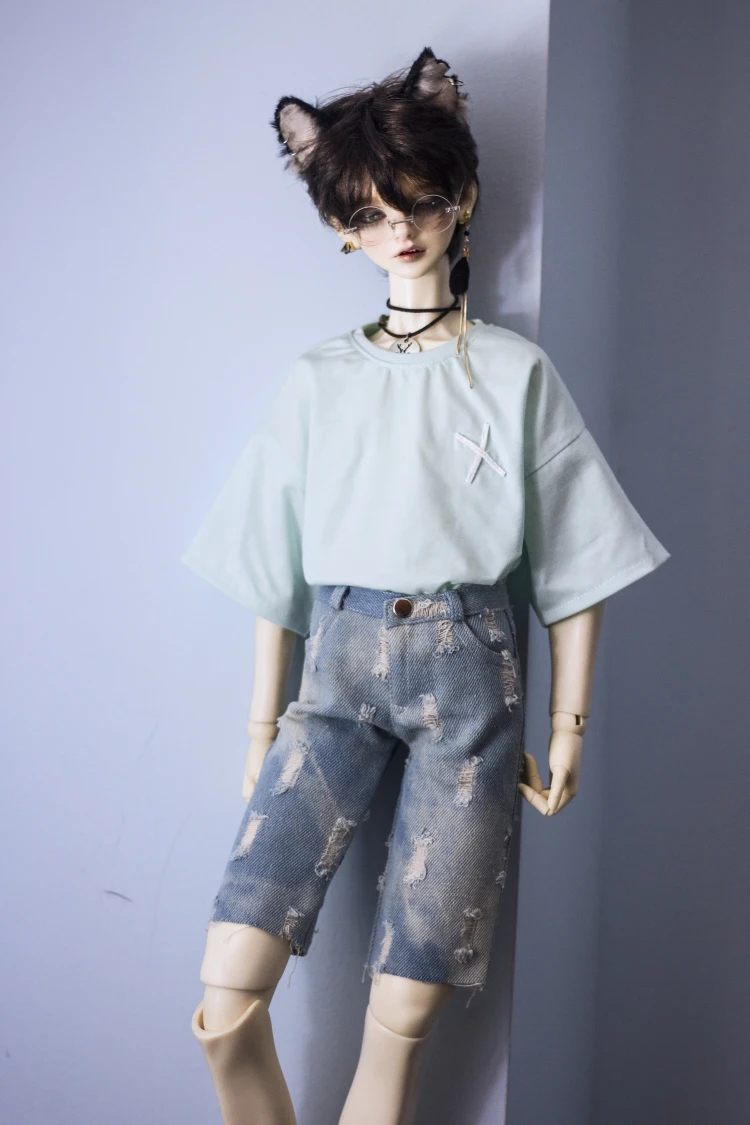 BJD doll clothes for 1/3 1/4 MSD DD Uncle size back printed silhouette loose-fitting T-shirt with 2 colors accessories |