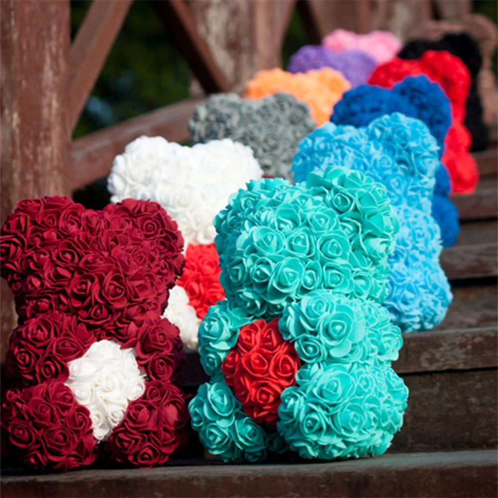 

Valentines Day Gift Rose Teddy Bear Rose Flower Birthday Party Artificial Decoration Wedding Decor Girlfriend Gift Supplies