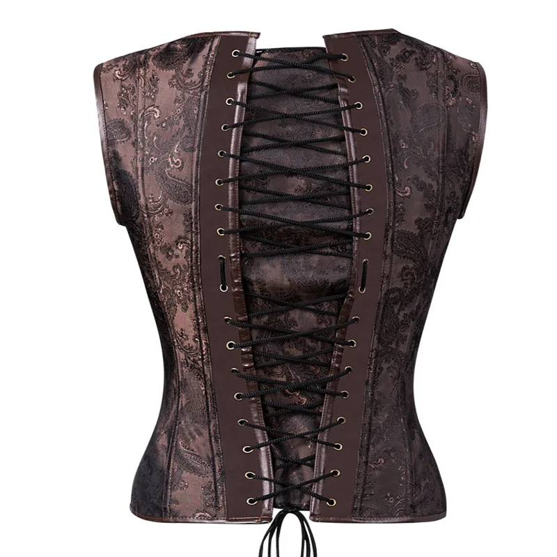 Стимпанк мужские темно коричневые s готическая одежда жилеты из искусственной