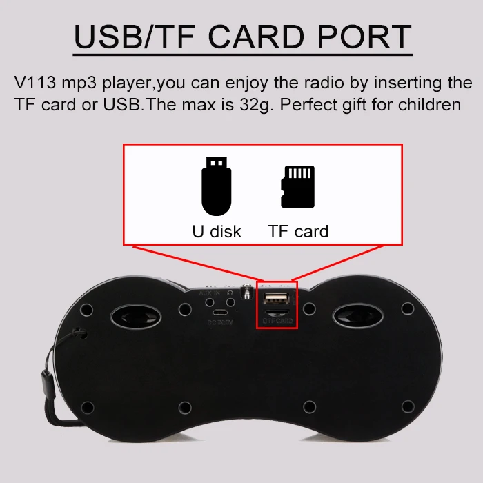 RETEKESS V113 радио приемник FM стерео портативный транзистор Поддержка Mp3 музыкальный плеер динамик Micro SD IF карта AUX пульт дистанционного управления F9203M