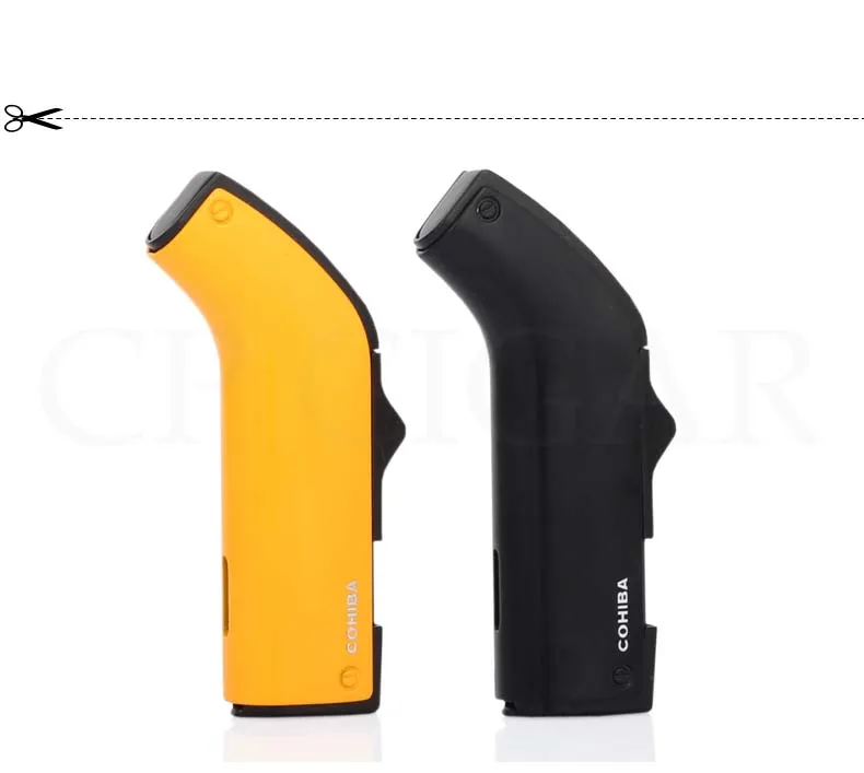 COHIBA зажигалки 2 Факел Пламя зажигалка с защитой от ветра Карманный Портативный бутан Прикуриватель многоразового встроенный сигарный удар