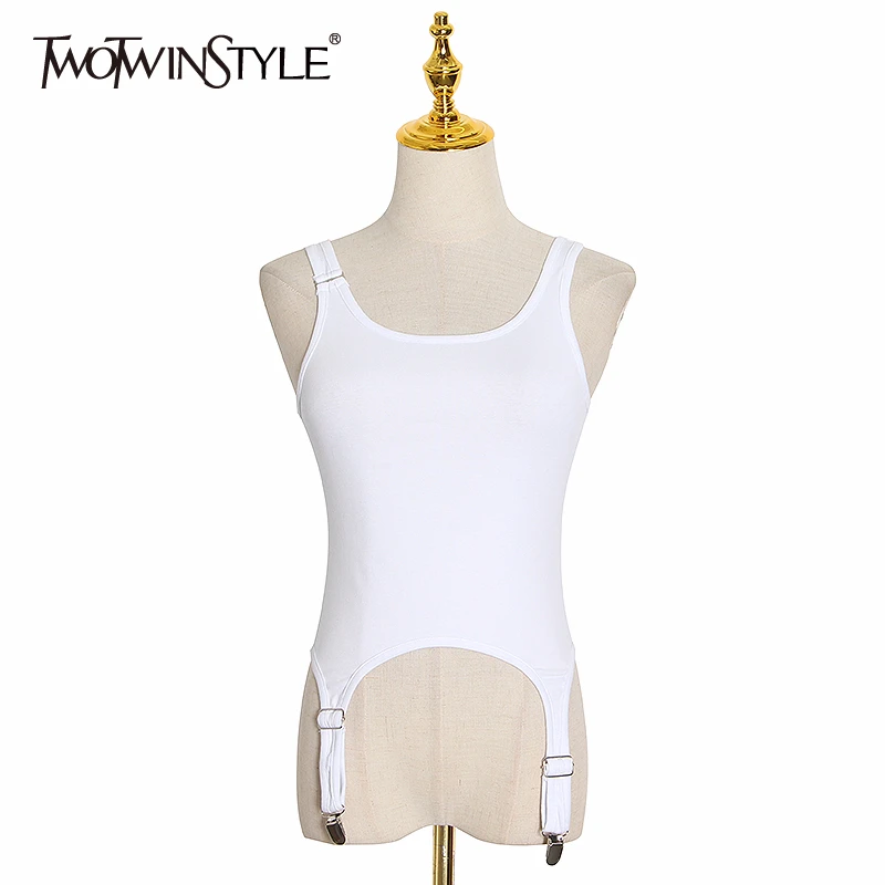 Женский Свободный жилет TWOTWINSTYLE с круглым вырезом без рукавов на бретельках