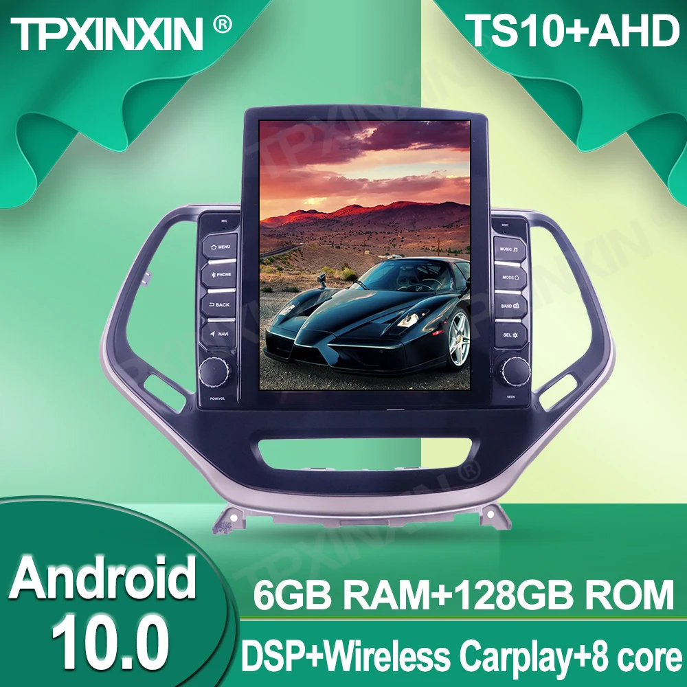 

For JEEP Cherokee 2014-2018 Android 10 128G Wireless Carplay Touch screen Stereo Receiver Car GPS Navigation Radio player Radio