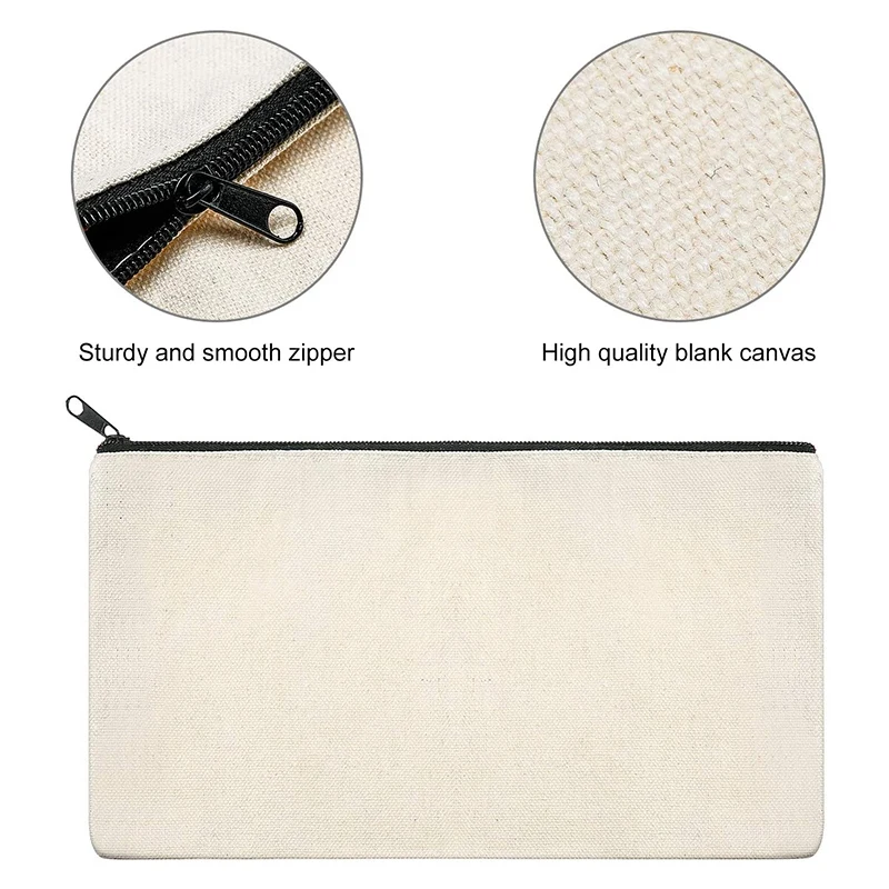 

10Pcs Canvas Makeup Bags Canvas Zipper Pouch Bags Pencil Case Blank DIY Craft Bags Pouch for Travel DIY Craft School