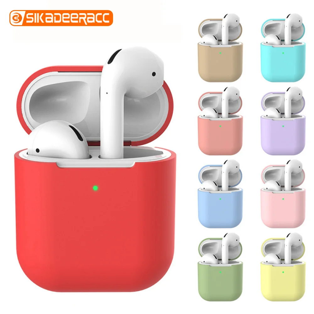 Мягкий силиконовый чехол для Airpods 2 аксессуары ударопрочный конфетного цвета