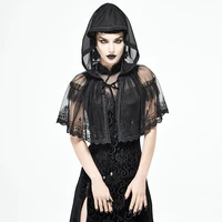 gothic mysterious noble mesh perspective sexy hooded shawl lolita prom party lace up short cape small cape