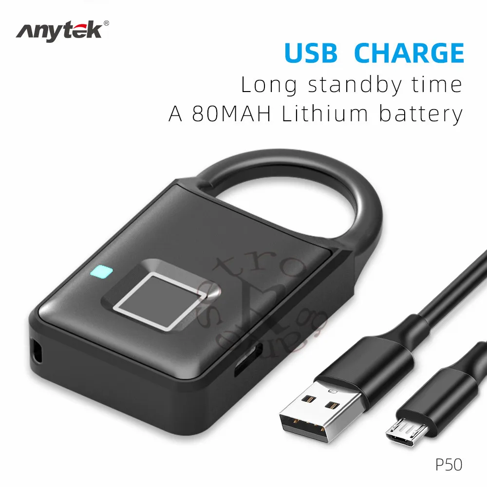 Замок для чемодана Anytek P50 горячая Распродажа отпечатков пальцев классический с