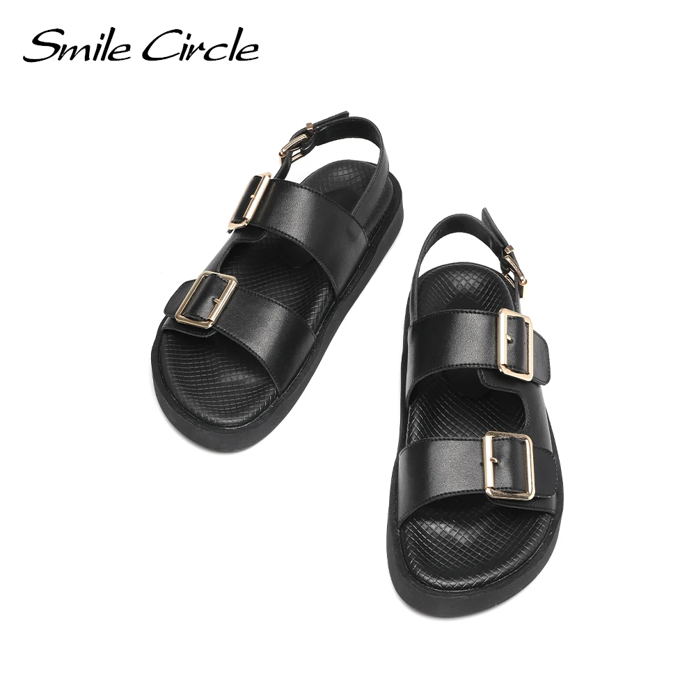Smile Circle/Летние босоножки Женская обувь на плоской платформе Модные повседневные