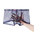 Боксеры мужские шелковые, пикантные Прозрачные шорты-боксеры, с U-образным выпуклым мешочком для пениса, дышащее нижнее белье, бесшовные трусы для интима, Xli221