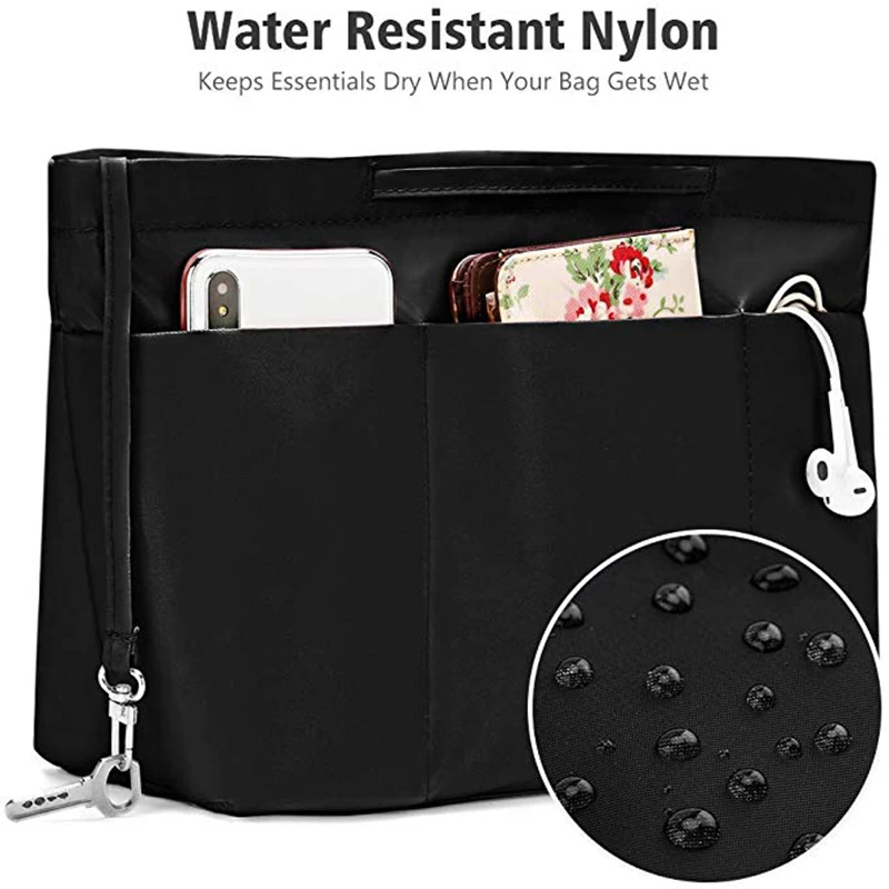 Tote Organizer PurseTote Insert Ladies Pocketbooks Handbag Органайзер из нейлона Women Divider с ручками|Сумки