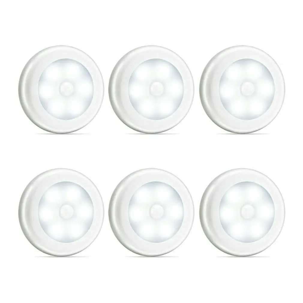 

6pcs LED Under Cabinet Night Light Motion Sensor Closet Light Kitchen Bedroom Lighting Wall Lamp With Magnetic Strip