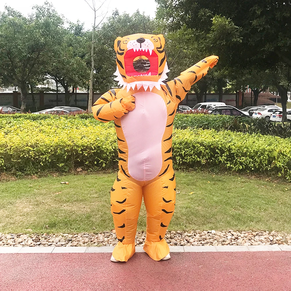 

Tiger Inflatable Costume Party Cosplay Fancy Mascot Cartoon Animal Halloween Clothes for Adult Kids Dress Up Props
