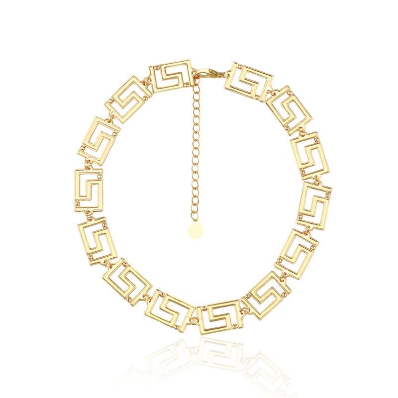 

Fashion Retro Plated Gold Silver Hollow Out Short Choker Irregular Chains Luxurious Jewelry Gift Necklaces for Women Wholesale